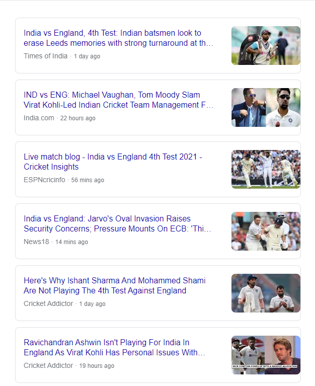 latest cricket news on google