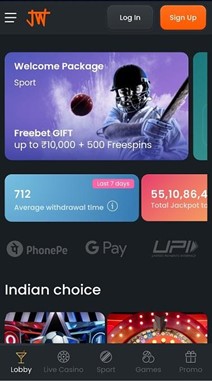 A screenshot of Jungliwin's welcome offer on mobile app