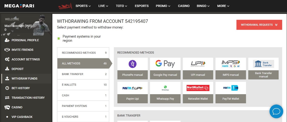 Megapari-withdrawal-methods