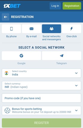 A screenshot of 1xbet social network and messengers on app