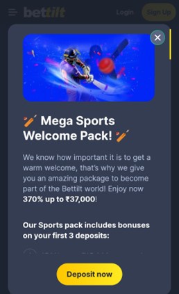 A screenshot of Bettilt Mega sports welcome pack