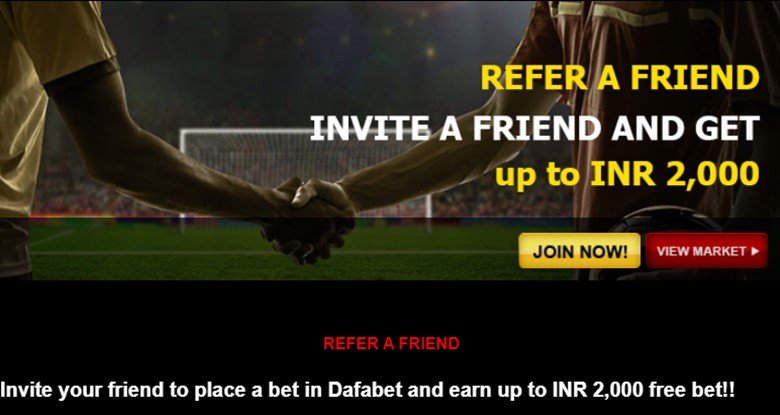 A screenshot showing the refer a friend offer on Dafabet